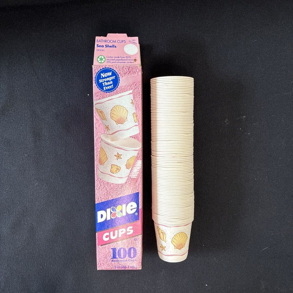 Dixie Cups Sea Shells Bathroom Size 3 oz 92 Count Open Box Unused Vintage 90s